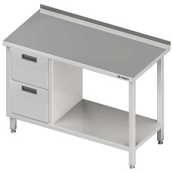 Stół przyścienny z blokiem dwóch szuflad (L),i półką 1700x600x850 mm