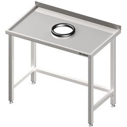 Stół przyścienny bez półki 1300x600x850 mm, z otworem na odpadki
